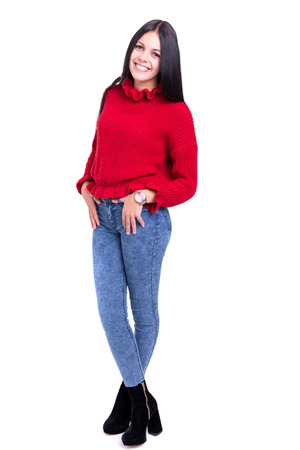 Studio shot of a beautiful young casual womanの写真素材