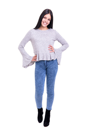 Studio shot of a beautiful young casual womanの写真素材