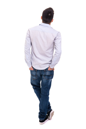 Young man with back turned to cameraの写真素材
