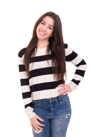 Studio shot of a beautiful young casual womanの写真素材
