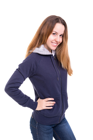 Studio shot of a beautiful young casual womanの写真素材
