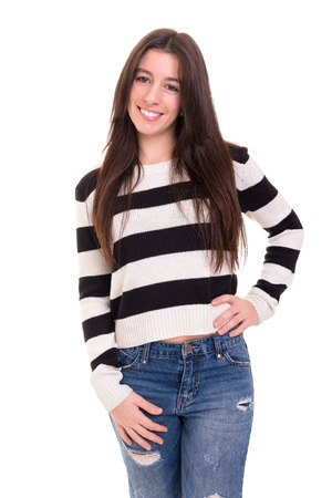 Studio shot of a beautiful young casual womanの写真素材