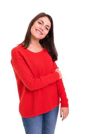 Studio shot of a beautiful young casual womanの写真素材