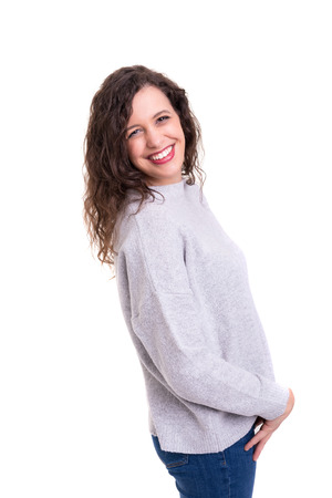 Studio shot of a beautiful young casual womanの写真素材