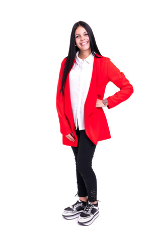 Studio shot of a beautiful young casual womanの写真素材