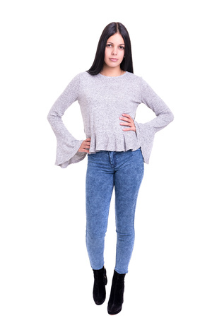 Studio shot of a beautiful young casual womanの写真素材