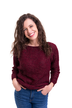 Studio shot of a beautiful young casual womanの写真素材