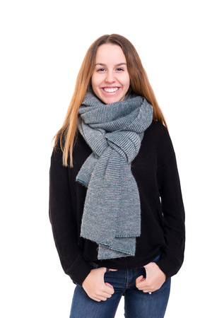 Studio shot of a beautiful young casual womanの写真素材