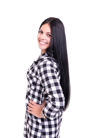 Studio shot of a beautiful young casual womanの写真素材
