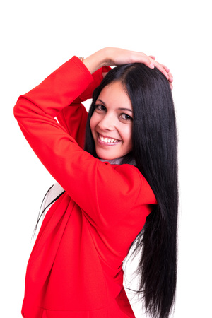 Studio shot of a beautiful young casual womanの写真素材