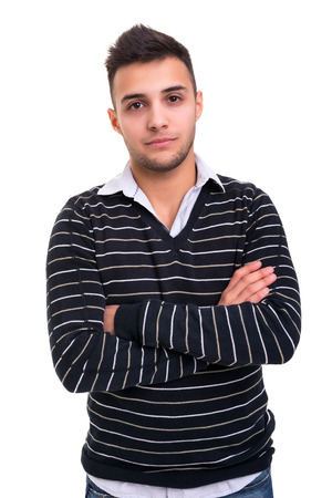 Studio picture of a young and handsome man posing isolatedの写真素材