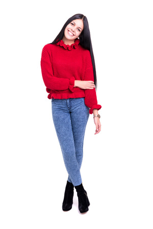 Studio shot of a beautiful young casual womanの写真素材