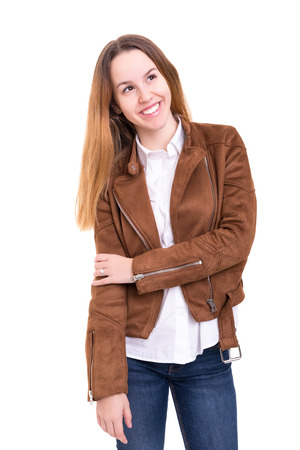 Studio shot of a beautiful young casual womanの写真素材