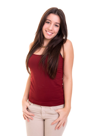 Studio shot of a beautiful young casual womanの写真素材