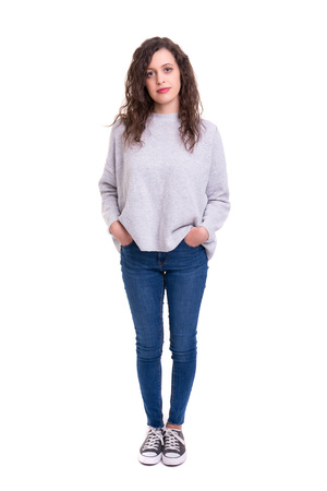 Studio shot of a beautiful young casual womanの写真素材