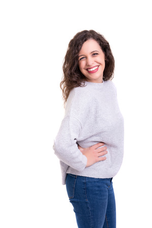 Studio shot of a beautiful young casual womanの写真素材