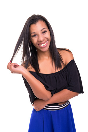 Studio shot of a beautiful african womanの写真素材