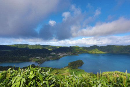 The astonishing Lagoon of the Seven Cities (Lagoa das 7 cidades) - Azores - Portugalの写真素材
