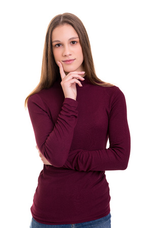 Studio shot of a beautiful young casual womanの写真素材