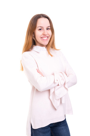 Studio shot of a beautiful young casual womanの写真素材