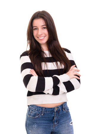 Studio shot of a beautiful young casual womanの写真素材