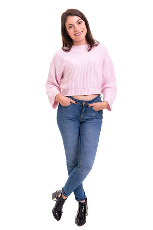 Studio shot of a beautiful young casual womanの写真素材