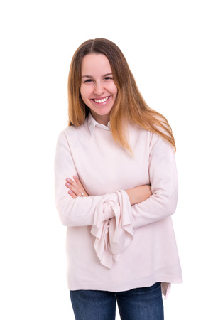 Studio shot of a beautiful young casual womanの写真素材
