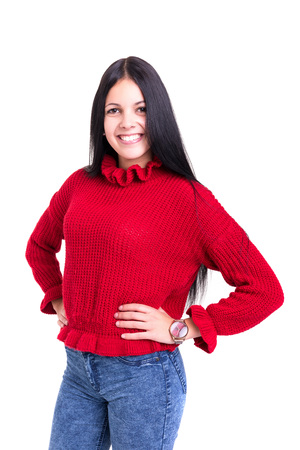 Studio shot of a beautiful young casual womanの写真素材