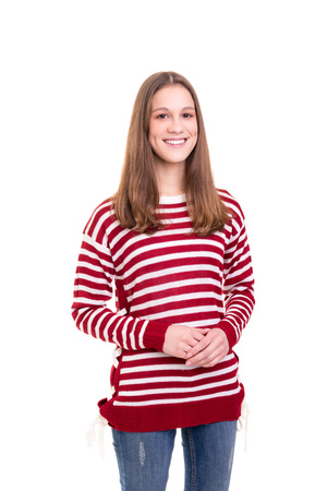 Studio shot of a beautiful young casual womanの写真素材