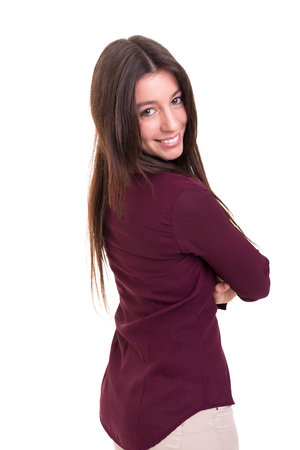 Studio shot of a beautiful young casual womanの写真素材