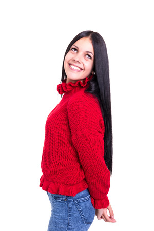 Studio shot of a beautiful young casual womanの写真素材