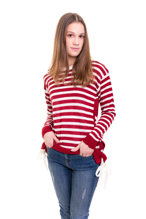 Studio shot of a beautiful young casual womanの写真素材