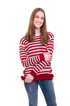 Studio shot of a beautiful young casual womanの写真素材