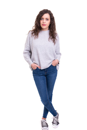 Studio shot of a beautiful young casual womanの写真素材