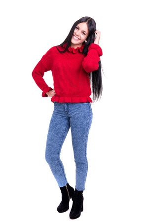 Studio shot of a beautiful young casual womanの写真素材