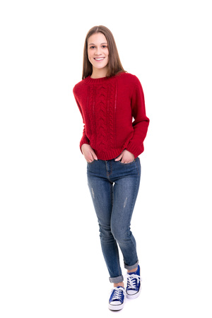 Studio shot of a beautiful young casual womanの写真素材