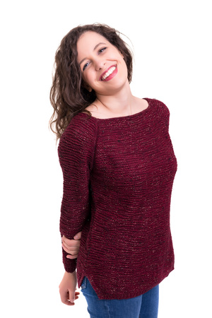 Studio shot of a beautiful young casual womanの写真素材