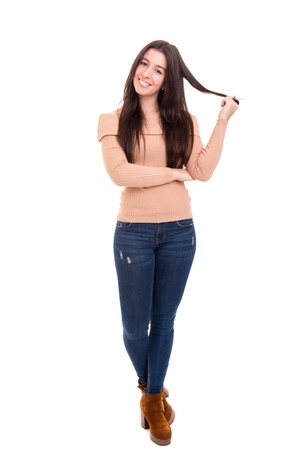 Studio shot of a beautiful young casual womanの写真素材