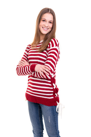 Studio shot of a beautiful young casual womanの写真素材