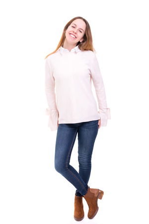 Studio shot of a beautiful young casual womanの写真素材