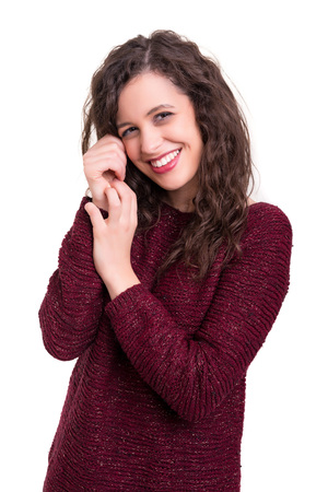 Studio shot of a beautiful young casual womanの写真素材