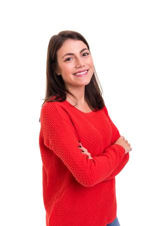 Studio shot of a beautiful young casual womanの写真素材