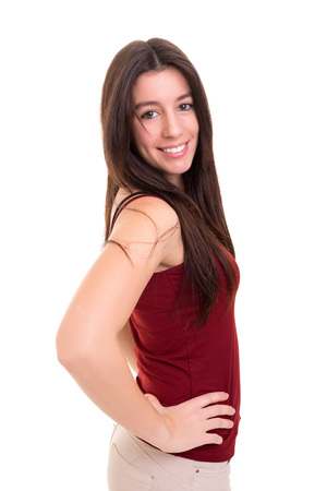 Studio shot of a beautiful young casual womanの写真素材