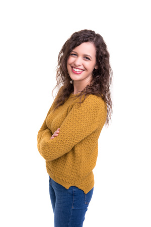 Studio shot of a beautiful young casual womanの写真素材