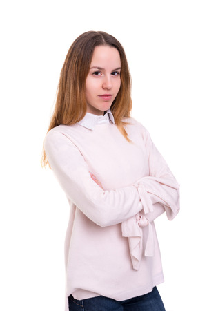 Studio shot of a beautiful young casual womanの写真素材