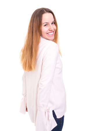 Studio shot of a beautiful young casual womanの写真素材