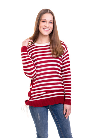 Studio shot of a beautiful young casual womanの写真素材