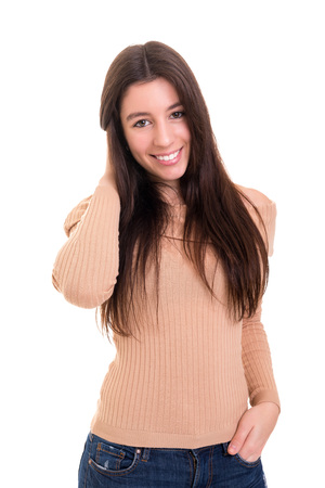 Studio shot of a beautiful young casual womanの写真素材