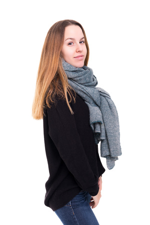 Studio shot of a beautiful young casual womanの写真素材