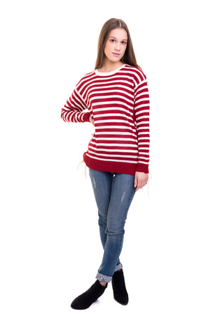 Studio shot of a beautiful young casual womanの写真素材
